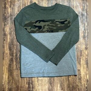 Jumping Beans size 5 Green Camo Long Sleeve Striped Shirt